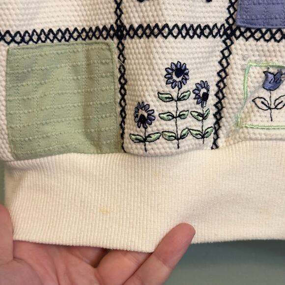 Vintage Alfred Dunner Sweater Womens PM Petite White Short Sleeve Waffle Knit - Picture 5 of 9